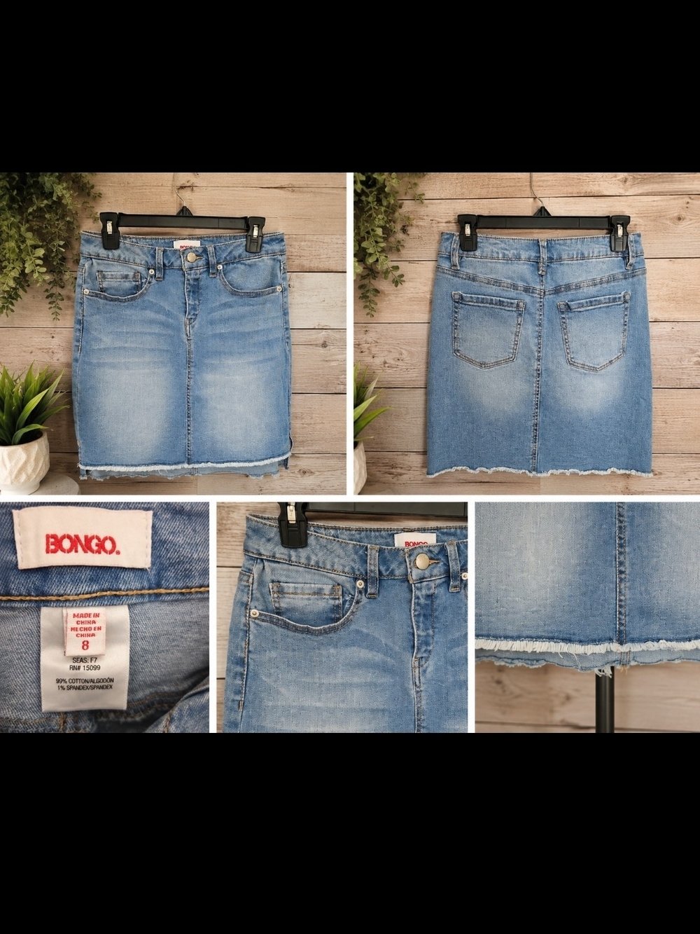 Denim Mini Skirt with Raw Hem